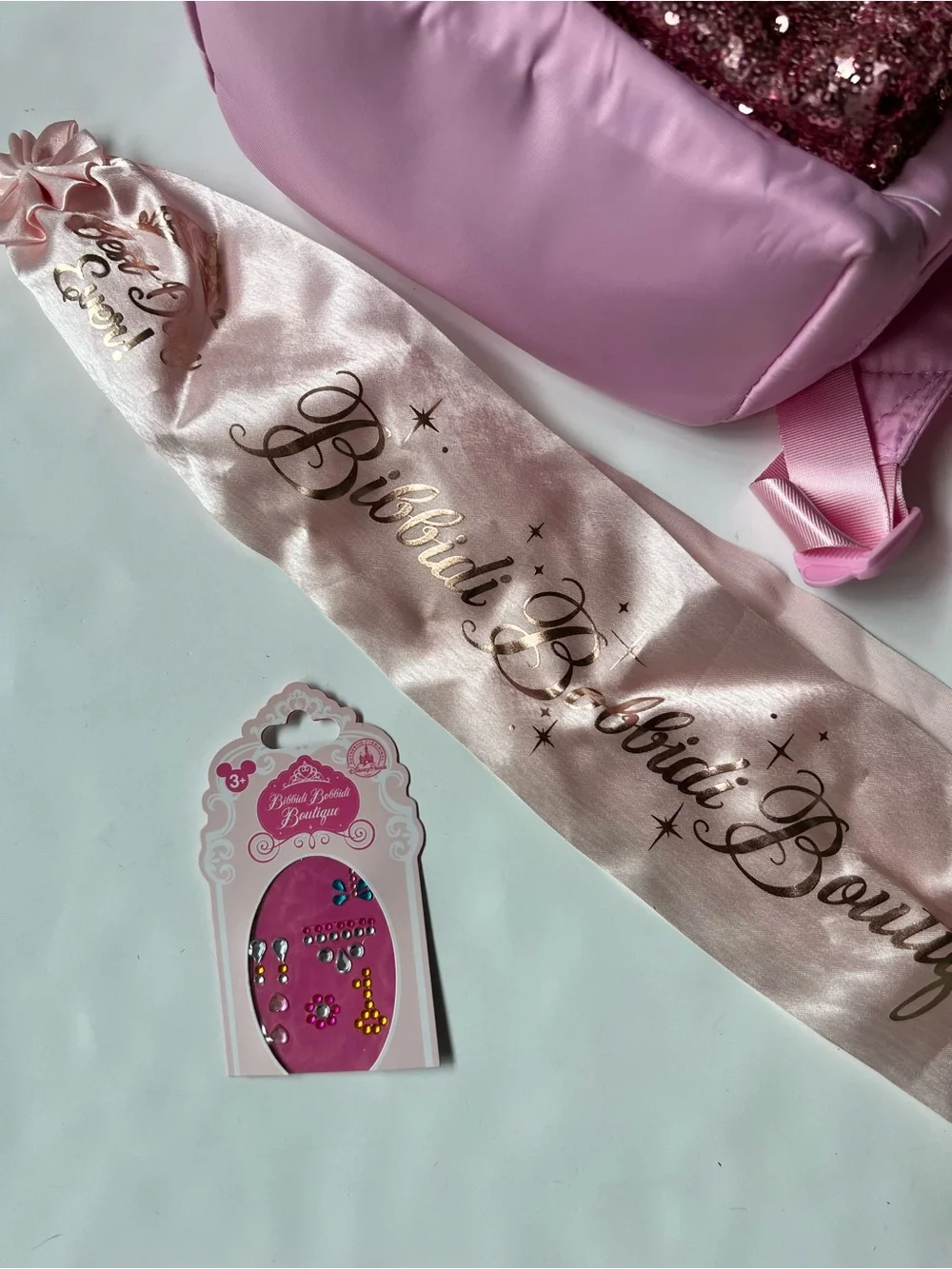 Disney Cruise Bibbidi Bobbidi Boutique Princess Sash Sequins Backpack Shirt lot